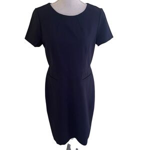 Talbots Navy Blue Knit Short Sleeve Scoop Neck Sheath Dress 8P